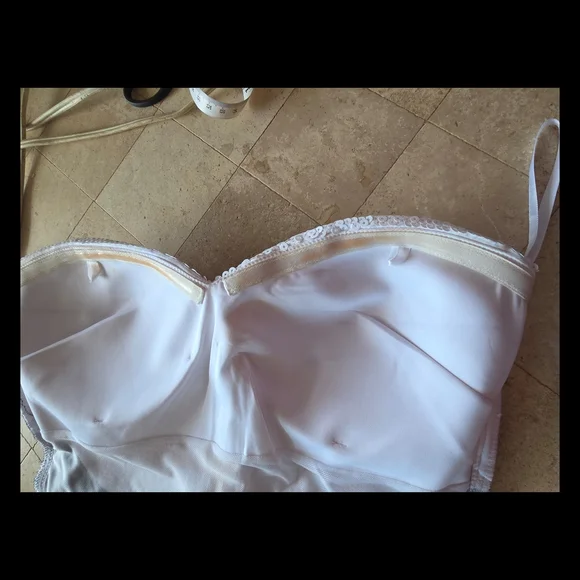 bebe Strapless Dress with Black and Neon Yellow Pattern - Picture 6 of 10